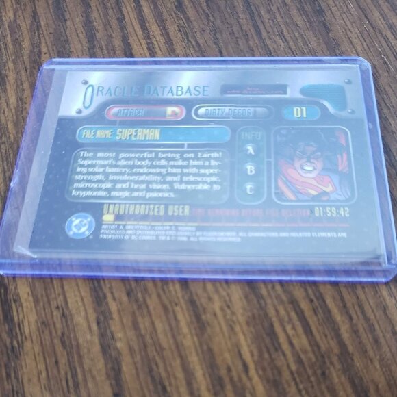 1996 DC Comics Superman #1 Outburst Firepower Embossed Card - Picture 3 of 3